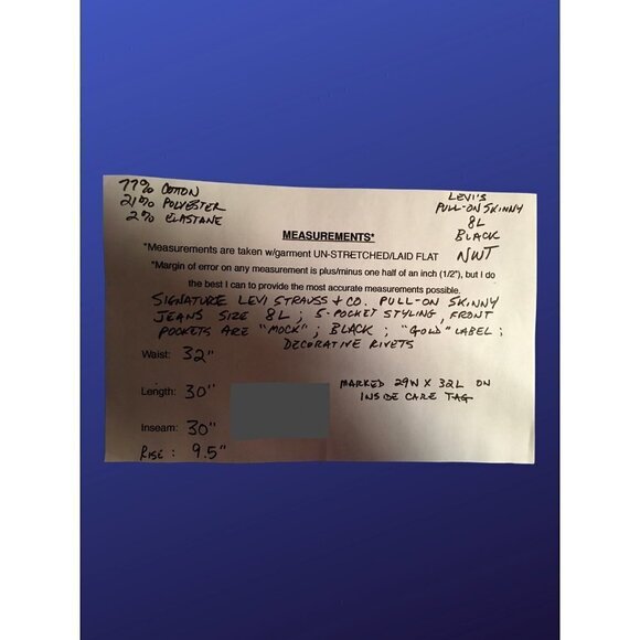 Levi Strauss & Co. Gold Label Totally Shaping Pull-On Skinny Jeans, 8L, NWT- - Picture 12 of 12